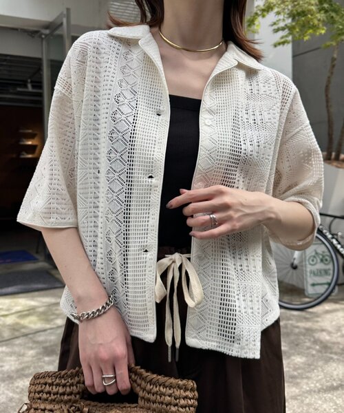 CIAOPANIC TYPY（チャオパニックティピー）の「アソート柄レース開襟シャツ（シャツ/ブラウス・レディース・オフホワイト/ブラウン/ブラック・ONE SIZE）」の8枚目の写真