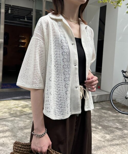 CIAOPANIC TYPY（チャオパニックティピー）の「アソート柄レース開襟シャツ（シャツ/ブラウス・レディース・オフホワイト/ブラウン/ブラック・ONE SIZE）」の9枚目の写真