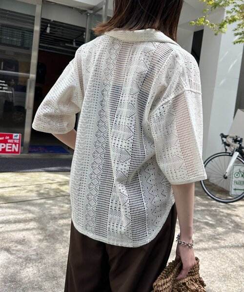 CIAOPANIC TYPY（チャオパニックティピー）の「アソート柄レース開襟シャツ（シャツ/ブラウス・レディース・オフホワイト/ブラウン/ブラック・ONE SIZE）」の10枚目の写真