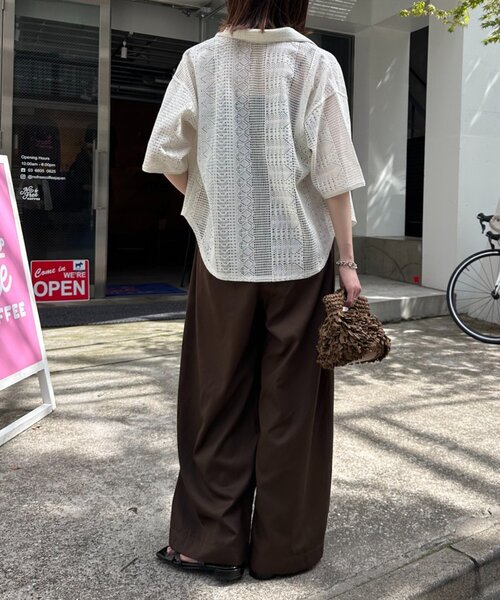 CIAOPANIC TYPY（チャオパニックティピー）の「アソート柄レース開襟シャツ（シャツ/ブラウス・レディース・オフホワイト/ブラウン/ブラック・ONE SIZE）」の13枚目の写真