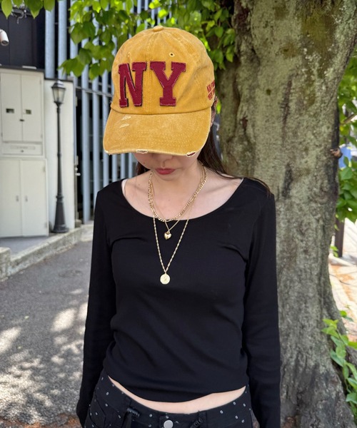 MEMECLE（メメクル）の「【 MEMECLE / メメクル 】ヴィンテージN Yビッグロゴキャップ（キャップ・レディース・チャコール/ピンク/カーキ・FREE）」の7枚目の写真