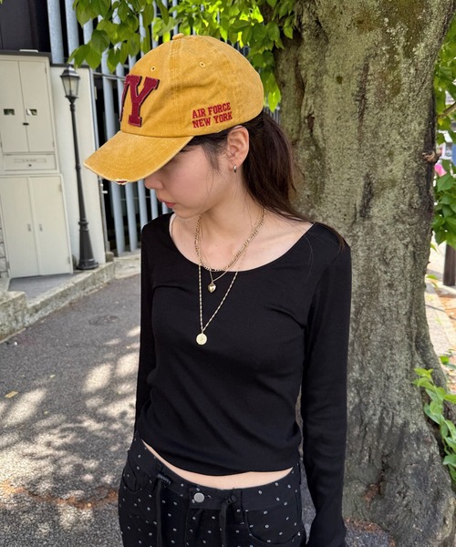 MEMECLE（メメクル）の「【 MEMECLE / メメクル 】ヴィンテージN Yビッグロゴキャップ（キャップ・レディース・チャコール/ピンク/カーキ・FREE）」の8枚目の写真