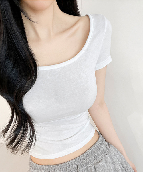 VIVID LADY(ビビッドレディー)の「バックスリット 半袖Tシャツ(Tシャツ/カットソー・レディース・アイボリー/カーキ/ブラック・FREE)」の14枚目の写真