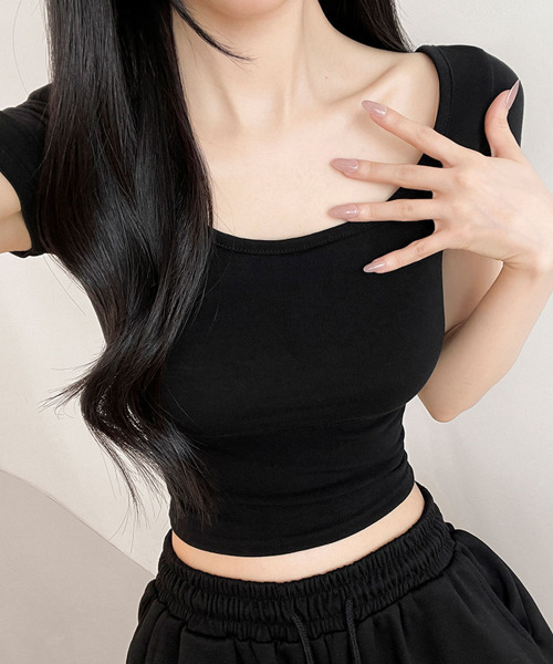 VIVID LADY(ビビッドレディー)の「バックスリット 半袖Tシャツ(Tシャツ/カットソー・レディース・アイボリー/カーキ/ブラック・FREE)」の10枚目の写真
