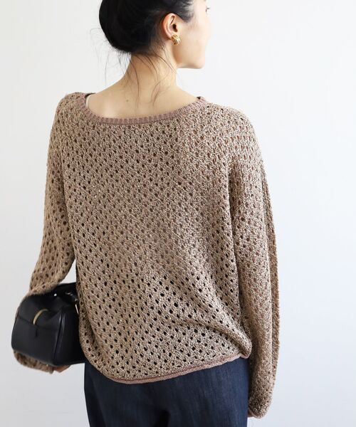 le.coeur blanc（ルクールブラン）の「スパンコールメッシュニットプルオーバー（ニット/セーター・レディース・オフホワイト/キャメル・38）」の18枚目の写真