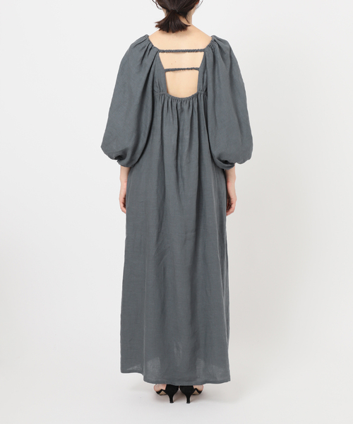 美品✨ヴェルメイユパーイエナ ベルギーリネンワンピース マキシ丈 グリーン ヴェルメイユ パー イエナ VERMEIL par iena ベルギーリネン