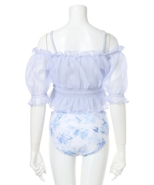 オーガンジー×オフショル水着 スイムウェア 3点セット