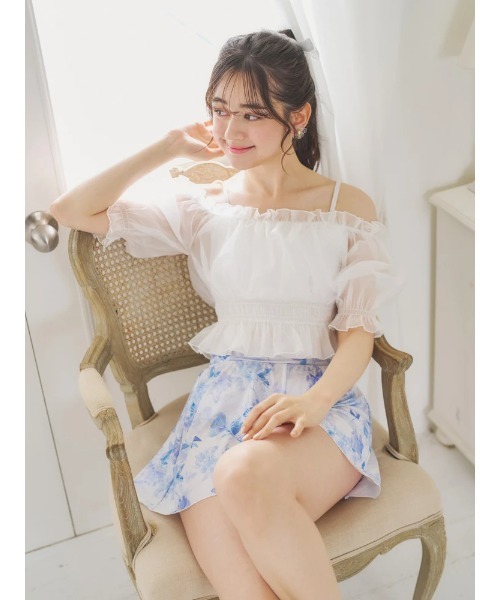 オーガンジー×オフショル水着 スイムウェア 3点セット