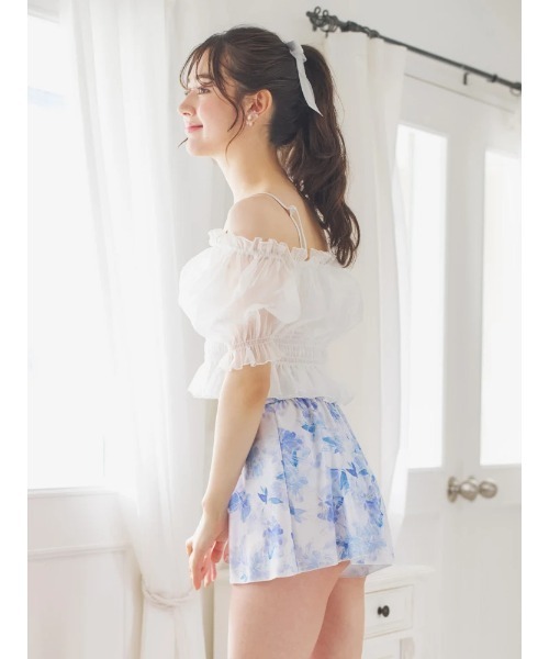 オーガンジー×オフショル水着 スイムウェア 3点セット