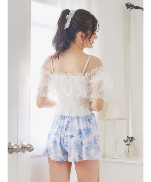 オーガンジー×オフショル水着 スイムウェア 3点セット