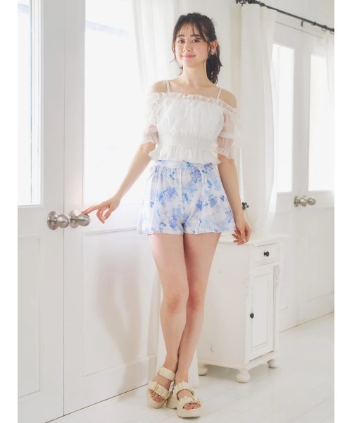 オーガンジー×オフショル水着 スイムウェア 3点セット