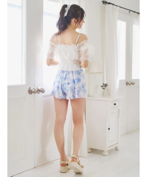 オーガンジー×オフショル水着 スイムウェア 3点セット