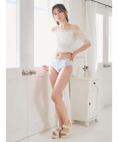 オーガンジー×オフショル水着 スイムウェア 3点セット