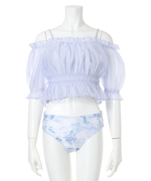 オーガンジー×オフショル水着 スイムウェア 3点セット