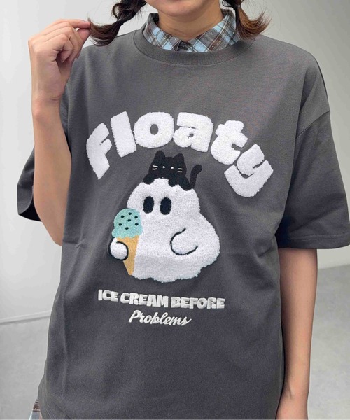 AS KNOW AS plus（アズノゥアズプラス）の「●選べるキャラクターデザイン サガラ刺繍半袖Tシャツ（サメ・モンスター・おばけ）（Tシャツ/カットソー・レディース・オフホワイト/チャコールグレー/オートミール/ホワイト系/グレー系/アイボリー系/ネイビー系/グレー系1/ネイビー系1/アイボリー系1/ホワイト系1/アイボリー系2/グレー系2/ネイビー系2/ホワイト系2・FREE）」の8枚目の写真
