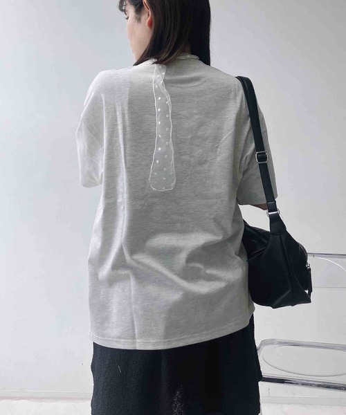 AS KNOW AS plus(アズノゥアズプラス)の「●選べるキャラクターデザイン サガラ刺繍半袖Tシャツ(サメ・モンスター・おばけ)(Tシャツ/カットソー・レディース・オフホワイト/チャコールグレー/オートミール/ホワイト系/グレー系/アイボリー系/ネイビー系/グレー系1/ネイビー系1/アイボリー系1/ホワイト系1・FREE)」の21枚目の写真