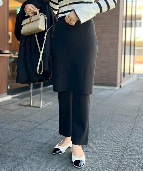 Emma Taylor(エマテイラー)の「レイヤードニットスカートストレートパンツ(その他パンツ・レディース・ブラック/チャコールグレー/モカ・36/38)」の5枚目の写真