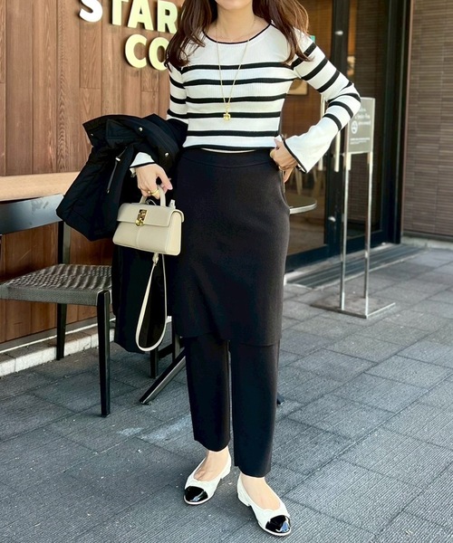 Emma Taylor(エマテイラー)の「レイヤードニットスカートストレートパンツ(その他パンツ・レディース・ブラック/チャコールグレー/モカ・36/38)」の7枚目の写真