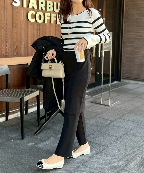 Emma Taylor(エマテイラー)の「レイヤードニットスカートストレートパンツ(その他パンツ・レディース・ブラック/チャコールグレー/モカ・36/38)」の8枚目の写真