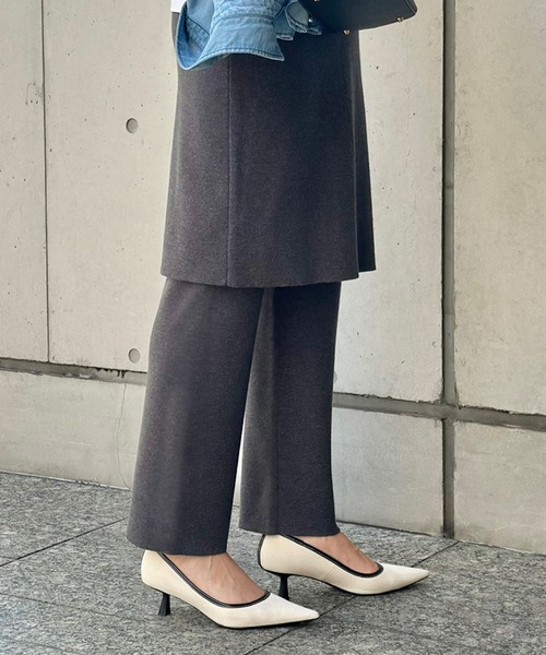 Emma Taylor(エマテイラー)の「レイヤードニットスカートストレートパンツ(その他パンツ・レディース・ブラック/チャコールグレー/モカ・36/38)」の14枚目の写真
