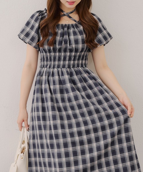 Another Branch olive des olive（アナザーブランチオリーブデオリーブ）の「【ANOTHER BRANCH】ホルター付き袖バルーンワンピ（ワンピース・レディース・ブルー系その他/ブラック/ブラウン系その他/ドット/レッド系その他・FREE）」の3枚目の写真