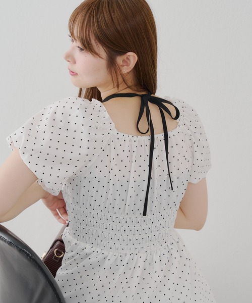 Another Branch olive des olive（アナザーブランチオリーブデオリーブ）の「【ANOTHER BRANCH】ホルター付き袖バルーンワンピ（ワンピース・レディース・ブルー系その他/ブラック/ブラウン系その他/ドット/レッド系その他・FREE）」の5枚目の写真