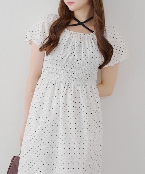 Another Branch olive des olive（アナザーブランチオリーブデオリーブ）の「【ANOTHER BRANCH】ホルター付き袖バルーンワンピ（ワンピース・レディース・ブルー系その他/ブラック/ブラウン系その他/ドット/レッド系その他・FREE）」の9枚目の写真