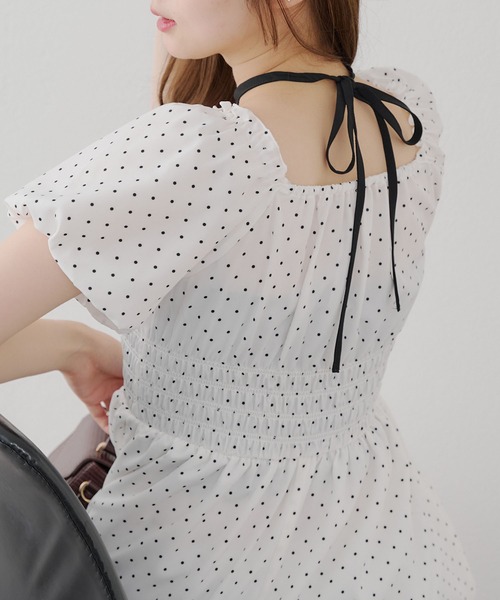 Another Branch olive des olive（アナザーブランチオリーブデオリーブ）の「【ANOTHER BRANCH】ホルター付き袖バルーンワンピ（ワンピース・レディース・ブルー系その他/ブラック/ブラウン系その他/ドット/レッド系その他・FREE）」の11枚目の写真