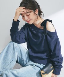 La boutique BonBon | 【オトナガーリー】ミニ裏毛オフショルリボンプルオーバー(Tシャツ/カットソー)