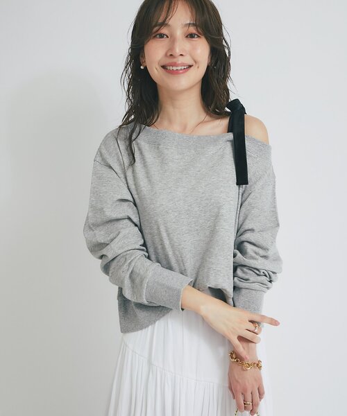 La boutique BonBon - La boutique BonBon ヘアリーウールカシミヤ混オフショルニット セール】ヘアリーウールカシミヤ混オフショルニット（ニット