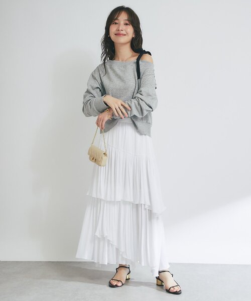 オトナガーリー】ミニ裏毛オフショルリボンプルオーバー（スウェット