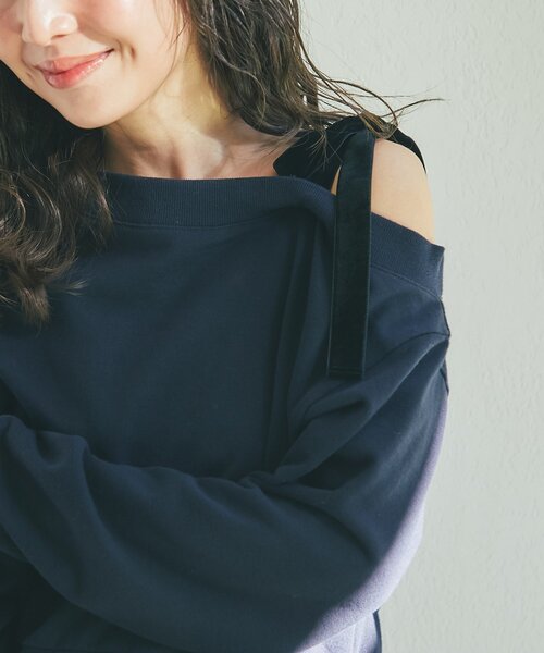 復刻！miki監修カラーあり】ミニ裏毛オフショルリボンプルオーバー