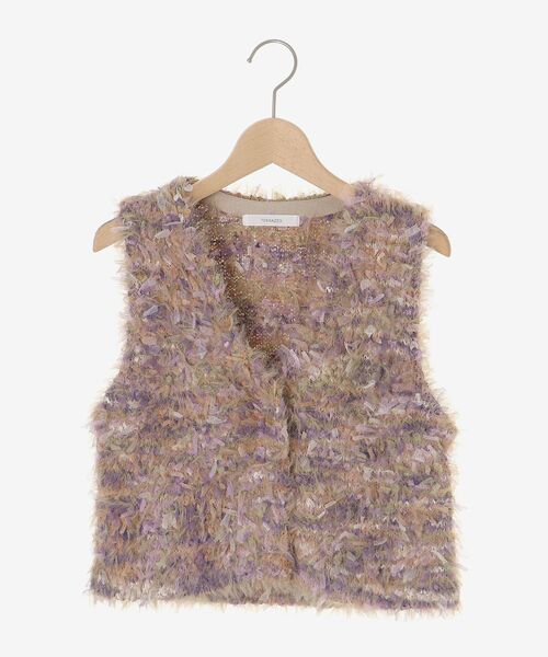 le.coeur blanc（ルクールブラン）の「TORRAZZO DONNAチュール×シャギーニットベスト（ベスト・レディース・ベージュ系その他2/ブラック系その他・38）」の10枚目の写真