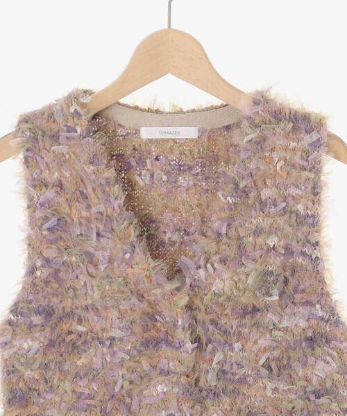 le.coeur blanc（ルクールブラン）の「TORRAZZO DONNAチュール×シャギーニットベスト（ベスト・レディース・ベージュ系その他2/ブラック系その他・38）」の5枚目の写真