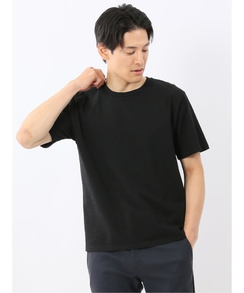 TAKA-Q(タカキュー)の「【綿混 スラブ天竺】タカキュー クルーネック 半袖 Tシャツ(Tシャツ/カットソー・メンズ・ホワイト/ブラック・MEDIUM/LARGE/X-LARGE)」の2枚目の写真