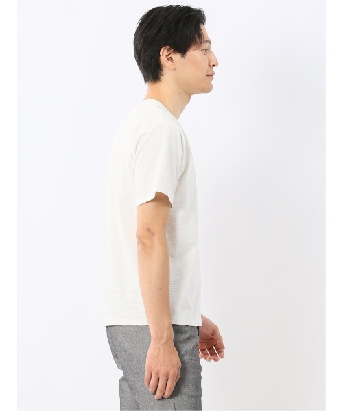 TAKA-Q(タカキュー)の「【綿混 スラブ天竺】タカキュー クルーネック 半袖 Tシャツ(Tシャツ/カットソー・メンズ・ホワイト/ブラック・MEDIUM/LARGE/X-LARGE)」の16枚目の写真
