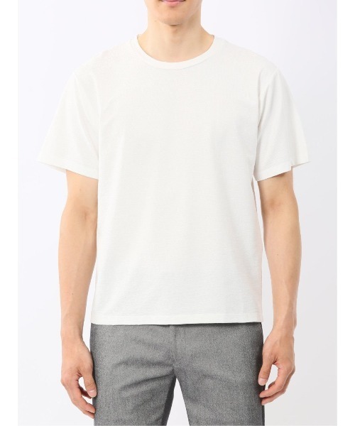 TAKA-Q(タカキュー)の「【綿混 スラブ天竺】タカキュー クルーネック 半袖 Tシャツ(Tシャツ/カットソー・メンズ・ホワイト/ブラック・MEDIUM/LARGE/X-LARGE)」の18枚目の写真