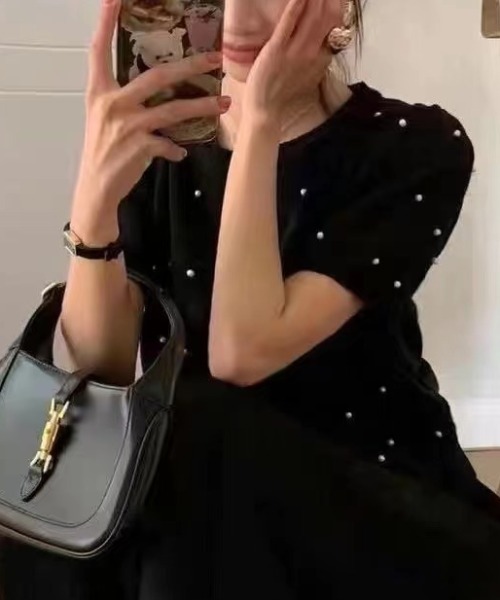 Per sist ence（パーシエンス）の「パールニットトップス（Tシャツ/カットソー・レディース・ホワイト/グリーン/ピンク/ブラック/ブルー・FREE）」の12枚目の写真