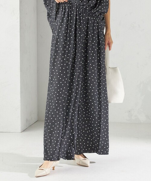 手洗い可能〉ドット / 無地 タック ギャザー ワイド パンツ（その他
