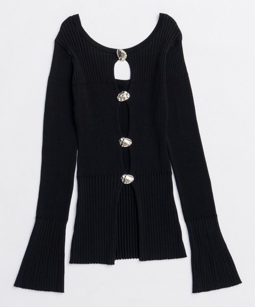 MAISON SPECIAL（メゾンスペシャル）の「Button Slit 2way  Knit Tops/ボタンスリット2WAYニット（ニット/セーター・レディース・ピンク/ブラック/ブルー・FREE）」の13枚目の写真