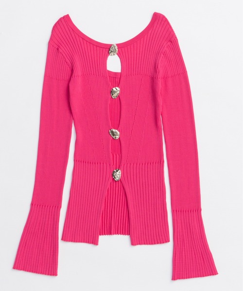 Button Slit 2way Knit Tops/ボタンスリット2WAYニット（ニット