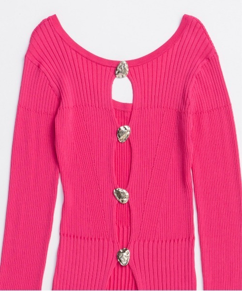 MAISON SPECIAL（メゾンスペシャル）の「Button Slit 2way  Knit Tops/ボタンスリット2WAYニット（ニット/セーター・レディース・ピンク/ブラック/ブルー・FREE）」の15枚目の写真