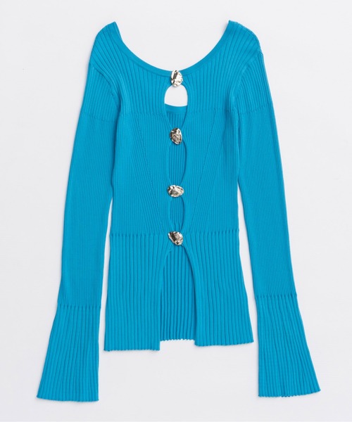 MAISON SPECIAL（メゾンスペシャル）の「Button Slit 2way  Knit Tops/ボタンスリット2WAYニット（ニット/セーター・レディース・ピンク/ブラック/ブルー・FREE）」の12枚目の写真