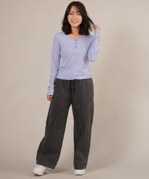 ムラサキスポーツ(ムラサキスポーツ)の「RIKKA FEMME/リッカファム ヘンリーネックロンT RF25FW03(Tシャツ/カットソー・レディース・カーキ/グレー/サックスブルー・M/L/S/M)」の17枚目の写真