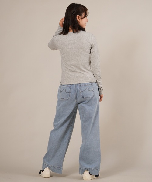ムラサキスポーツ(ムラサキスポーツ)の「RIKKA FEMME/リッカファム ヘンリーネックロンT RF25FW03(Tシャツ/カットソー・レディース・カーキ/グレー/サックスブルー・M/L/S/M)」の7枚目の写真