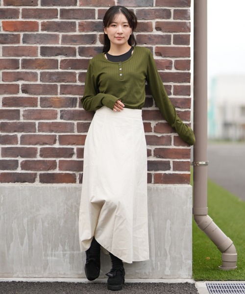 RIKKA FEMME/リッカファム ヘンリーネックロンT RF25FW03（Tシャツ