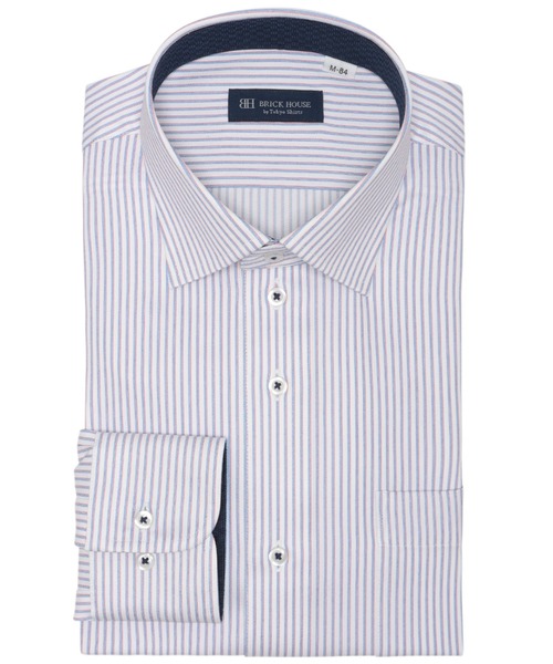 TOKYO SHIRTS(トウキョウシャツ)の「【吸水速乾】【COFREX】形態安定ノンアイロン ワイド 長袖ビジネスワイシャツ(ビジネスシャツ・メンズ・ブルー・首回り39cm-裄丈84cm/首回り39cm-裄丈80cm/首回り41cm-裄丈86cm/首回り41cm-裄丈82cm/首回り37cm-裄丈80cm/首回り37cm-裄丈84cm/首回り42cm-裄丈82cm/首回り42cm-裄丈86cm/首回り43cm-裄丈82cm/首回り43cm-裄丈86cm)」の1枚目の写真