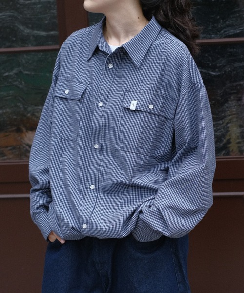 BROKEN BASE（ブロークンベース）の「Drawcode Double Pocket Grid Shirt（シャツ/ブラウス・メンズ・ネイビー/パープル・MEDIUM/LARGE）」の2枚目の写真
