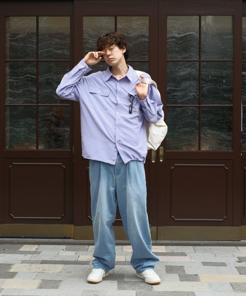 BROKEN BASE（ブロークンベース）の「Drawcode Double Pocket Grid Shirt（シャツ/ブラウス・メンズ・ネイビー/パープル・MEDIUM/LARGE）」の22枚目の写真