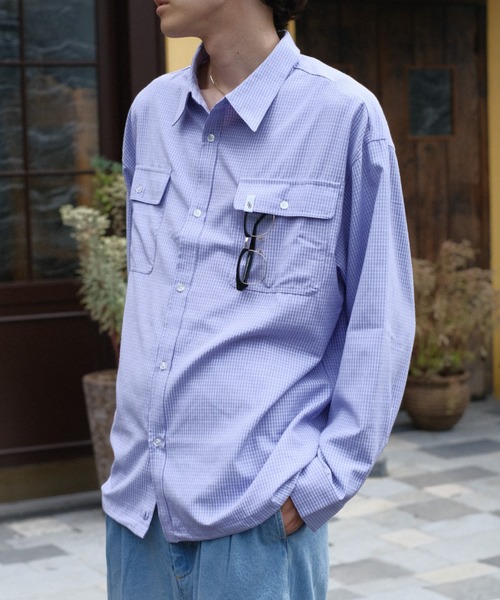 BROKEN BASE（ブロークンベース）の「Drawcode Double Pocket Grid Shirt（シャツ/ブラウス・メンズ・ネイビー/パープル・MEDIUM/LARGE）」の17枚目の写真